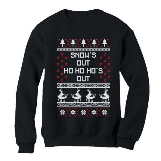 Ugly Christmas Sweater Snow's Out Ho's Out Funny