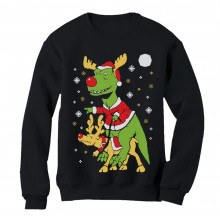 Santa T-Rex Reindeer Ride Ugly Christmas