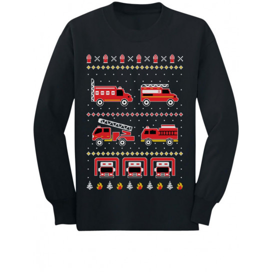 Firetrucks Firemen Ugly Christmas Sweater