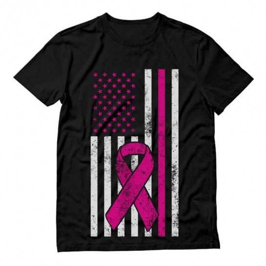 Breast Cancer Awareness USA Flag Pink Ribbon Support