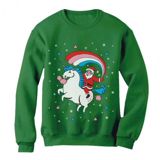 Santa Riding Unicorn Rainbow Ugly Christmas Toddler//Kids Sweatshirt
