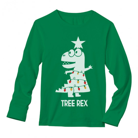 Tree Rex Cute Funny T-Rex Dinosaur Christmas Toddler//Kids Long Sleeve T-Shirt