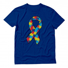 Large Autism Awareness Colorful Puzzle Ribbon