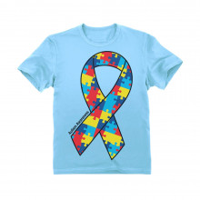 Large Autism Awareness Colorful Puzzle Ribbon - Children