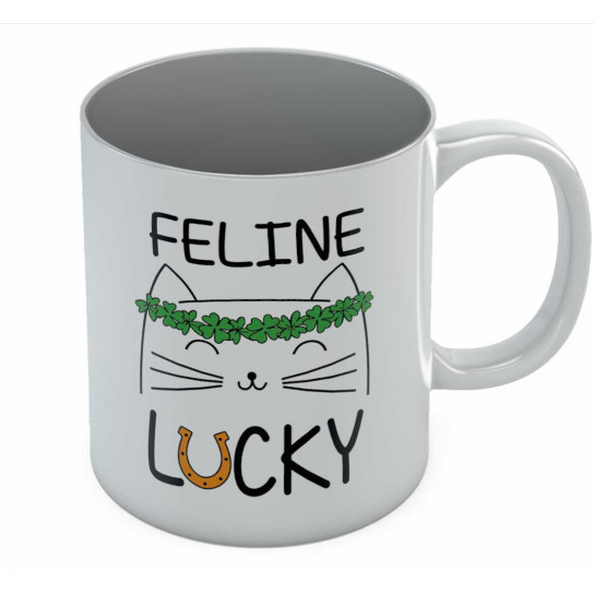 St. Patrick's Day Feline Lucky Green Clovers Coffee