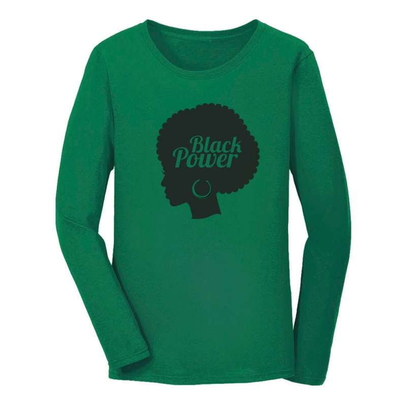 Afro Woman Green HairSilver Shirt