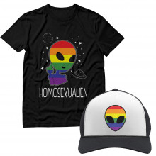Homosexualien Alien Pride Month T-Shirt and Cap Set