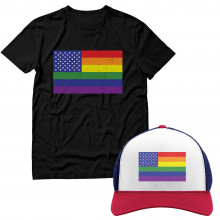 American USA Rainbow Flag Pride Month T-Shirt and Cap