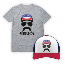 American Flag Cap Independence Day Set