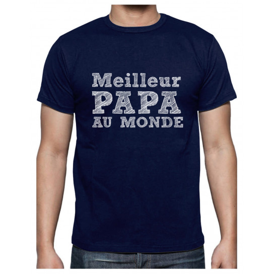 Cadeau Fête des Pères - Meilleur Papa Au Monde T-Shirt Homme Large Gris Chiné