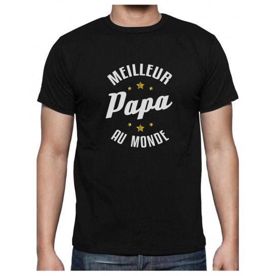 Meilleur Papa Au Monde Cadeau pour Papa Anniversaire T-Shirt Homme Large Grus Foncé