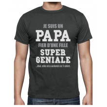 Papa Fille Cadeau pour Papa t Shirt Homme Humour T-Shirt Homme Large Marine