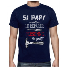 Papy Peut Tout réparer Cadeau pour Bricoleur Grand Pere Humour T-Shirt Homme Large Gris Chiné