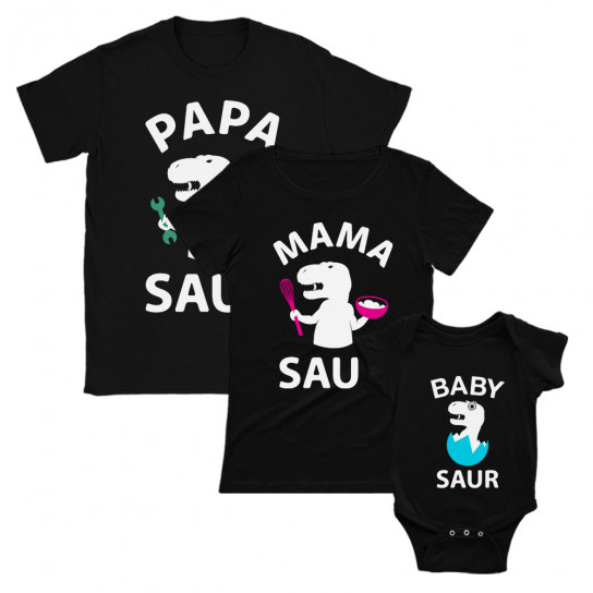 Papa Saur, Mama Saur, Bébé Saur - Cadeaux Set familiale Mam Noir L/Dad Noir L/BB Noir