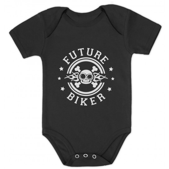 Future Biker Skull baby short sleeve bodysuit